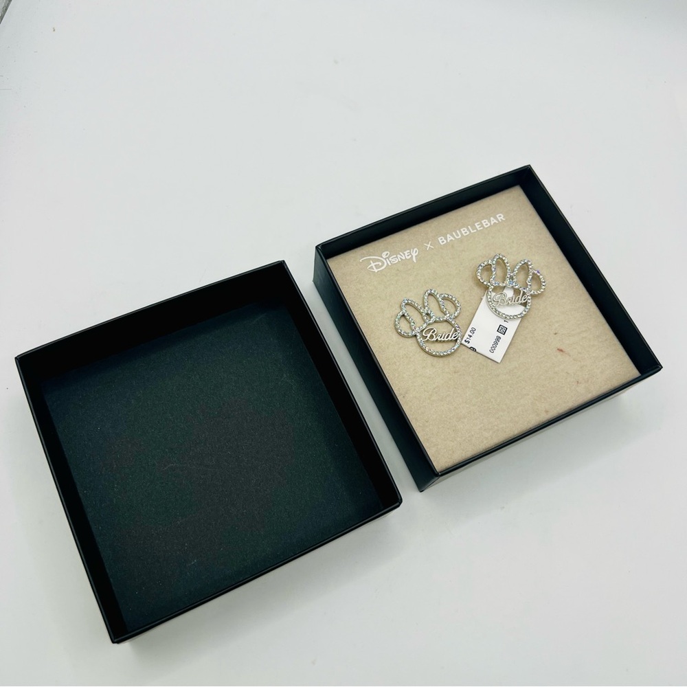 Disney Baublebar Mini Mouse Bride Earrings Silver